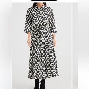 Brave+True Rossellini Scallop Print Pleated Cotton Shirtdress